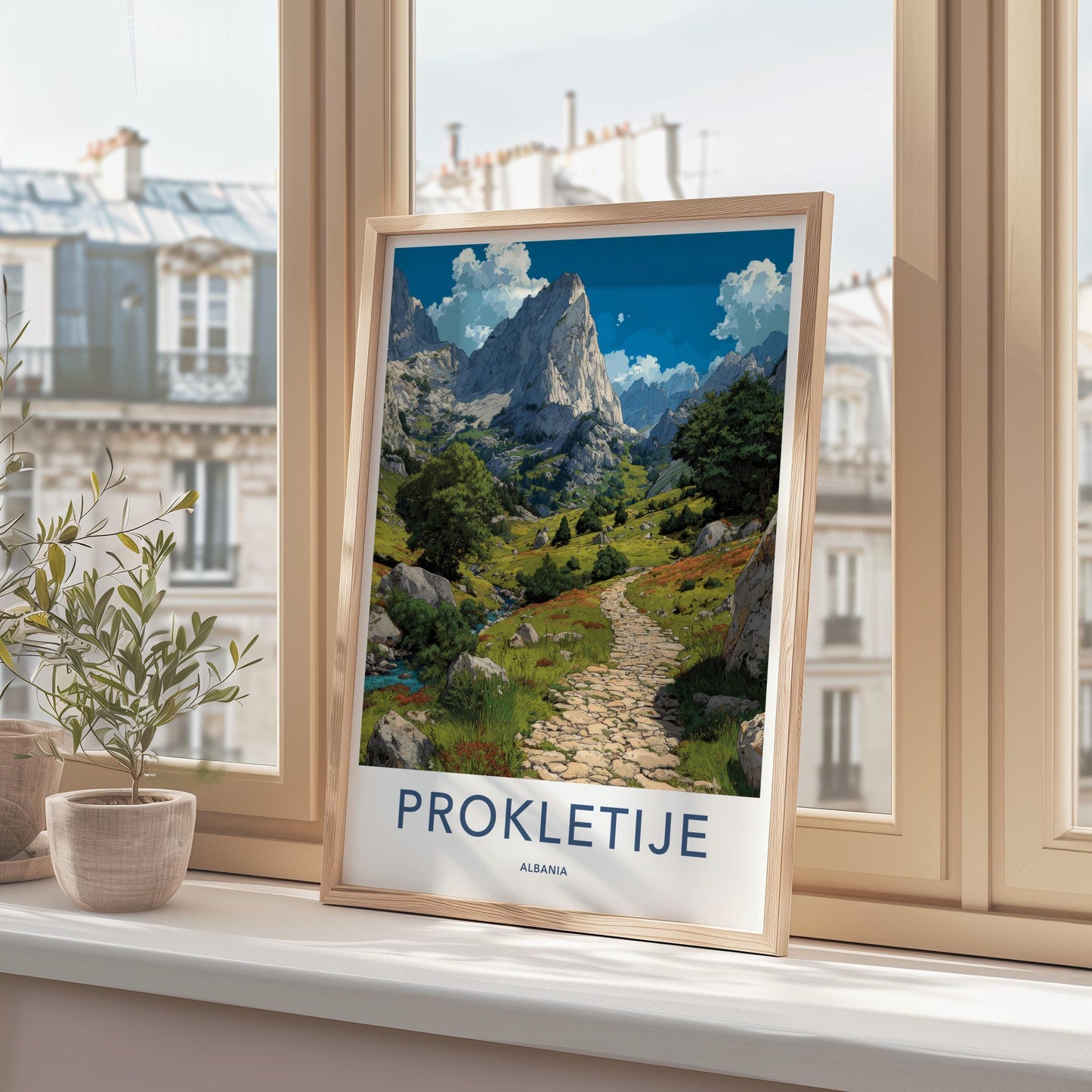 Prokletije Poster - Albania Travel Art - Winding Stone Path Home Decor