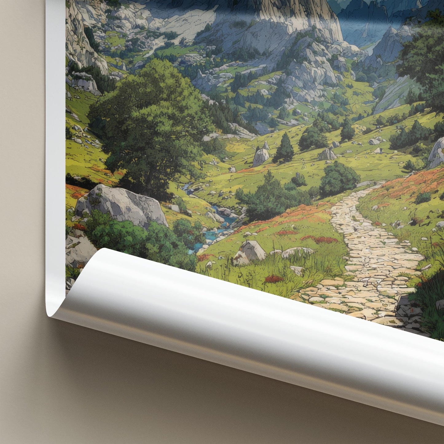Prokletije Poster - Albania Travel Art - Winding Stone Path Home Decor