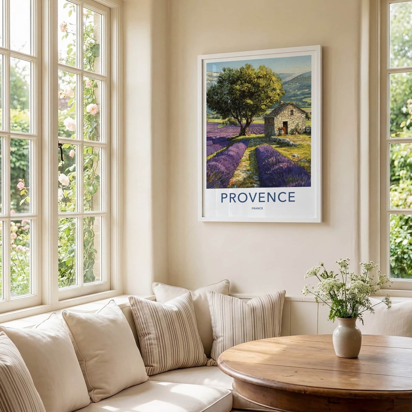 Provence Poster - France Travel Art - Lavender Field House Home Decor