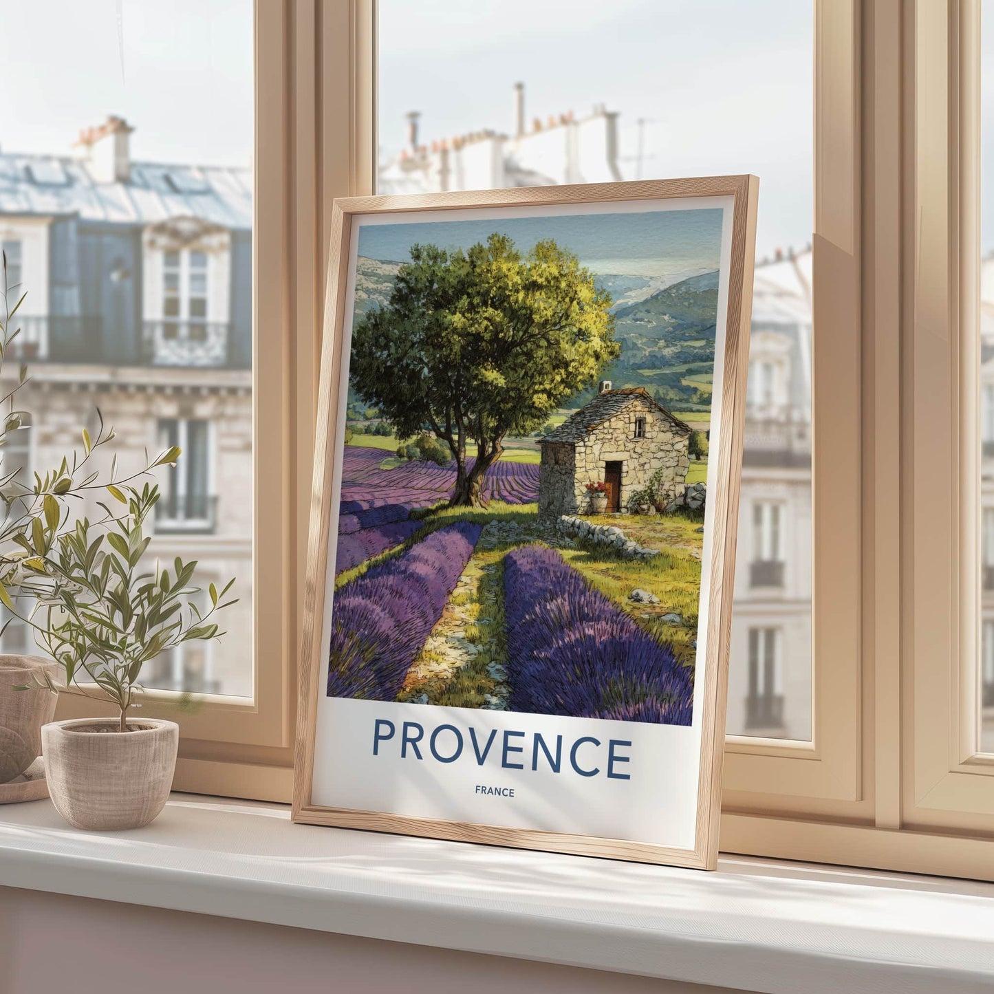 Provence Poster - France Travel Art - Lavender Field House Home Decor