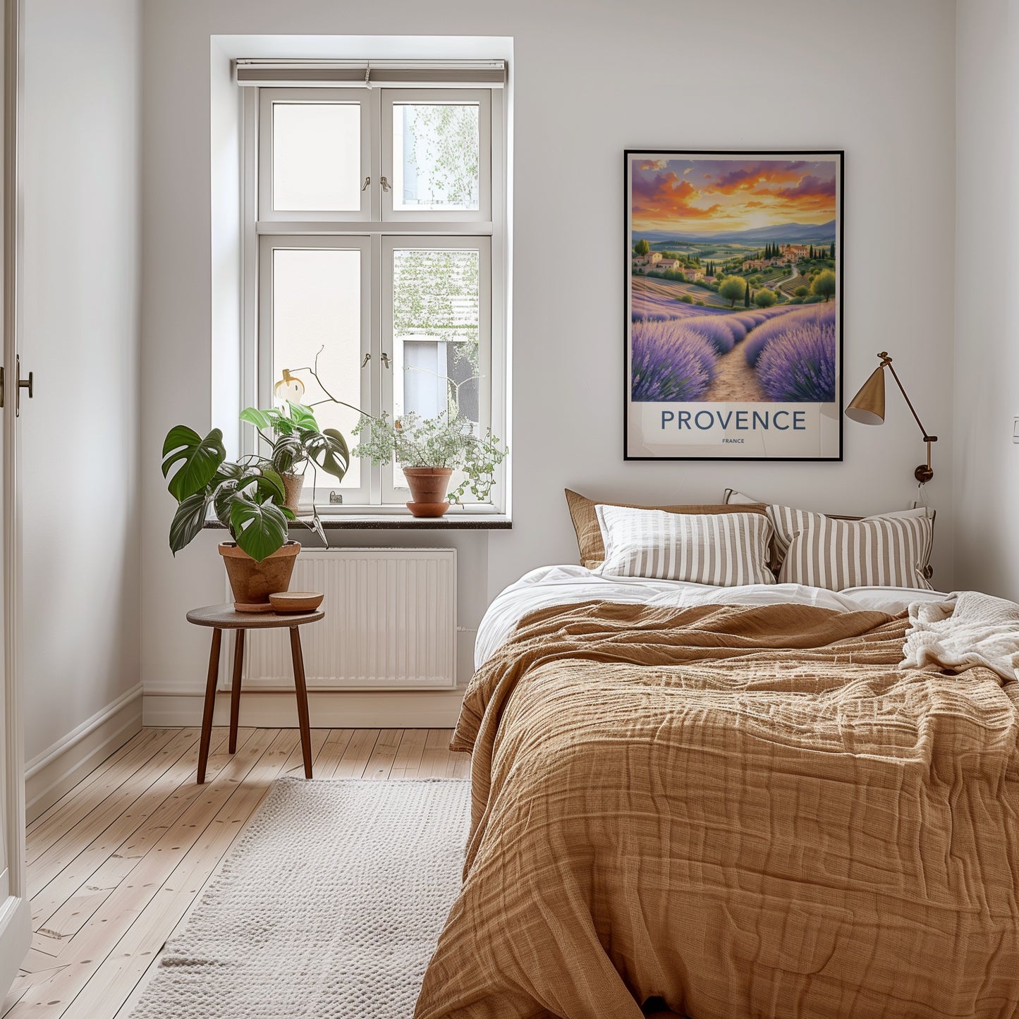 Provence Poster - France Travel Art - Lavender Field Sunset Home Decor
