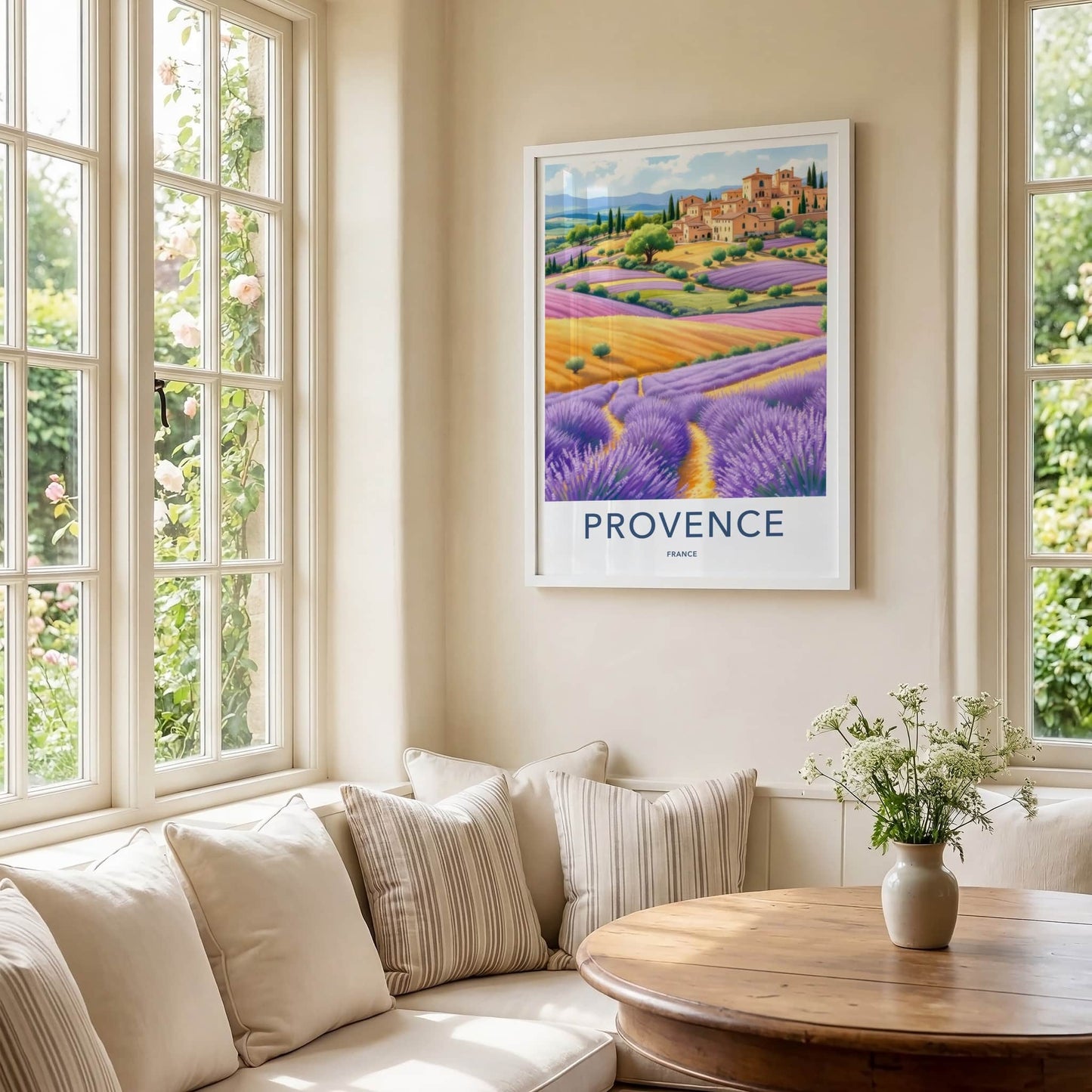 Provence Poster - France Travel Art - Lavender Fields Village Home Decor
