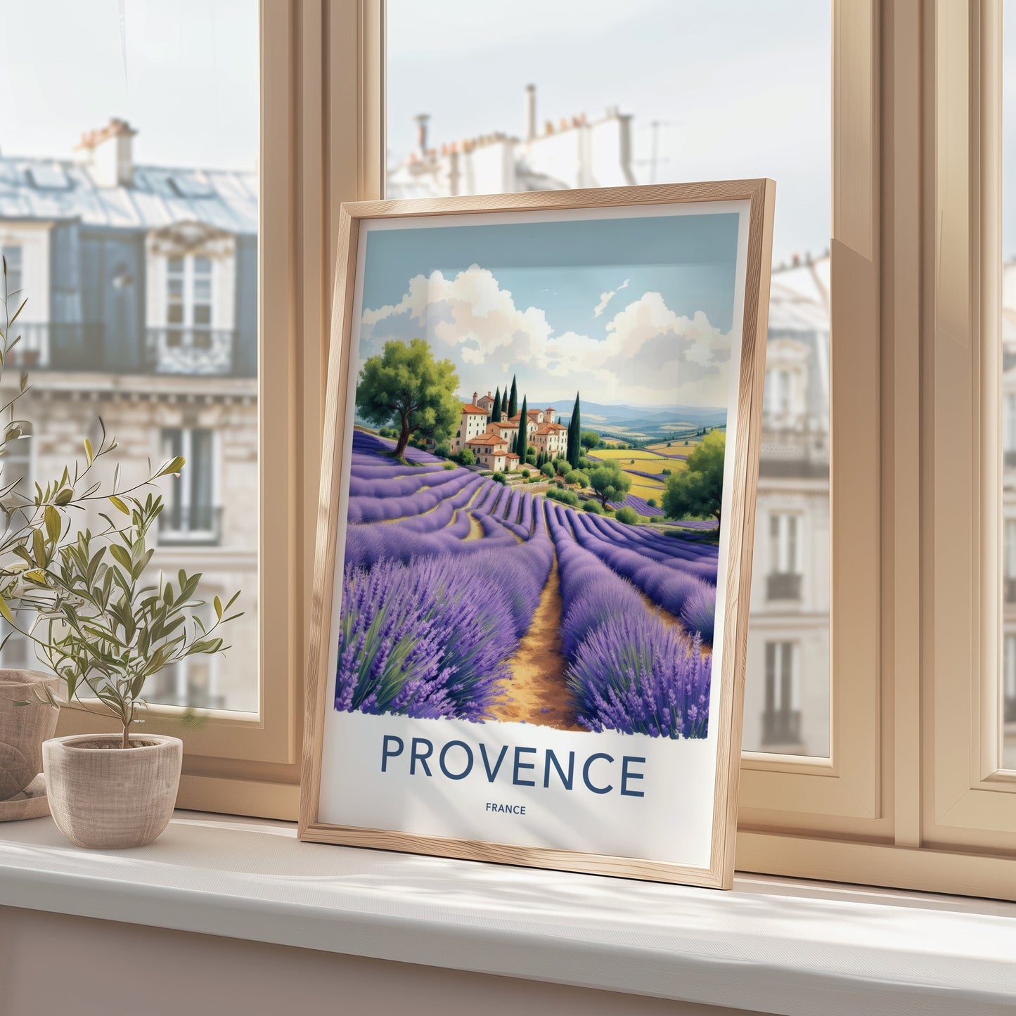 Provence Poster - France Travel Art - Lavender Village Fields Home Decor
