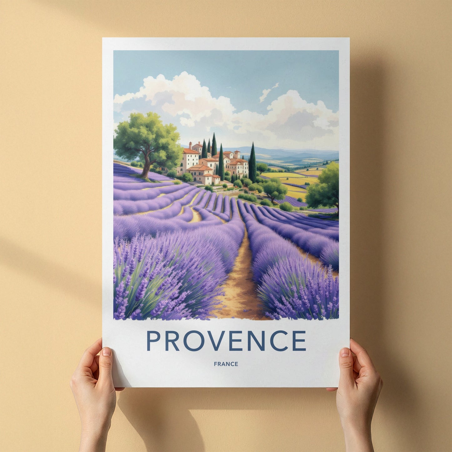 Provence Poster - France Travel Art - Lavender Village Fields Home Decor