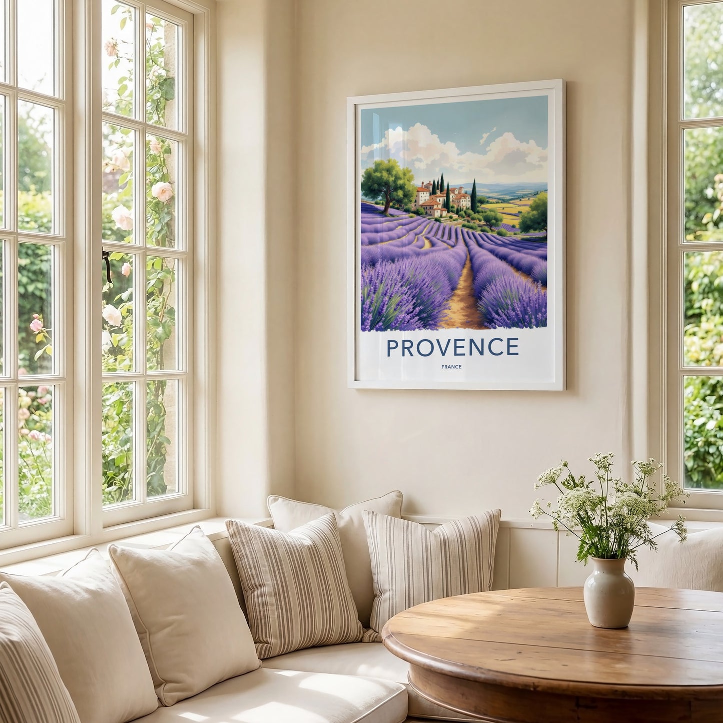 Provence Poster - France Travel Art - Lavender Village Fields Home Decor