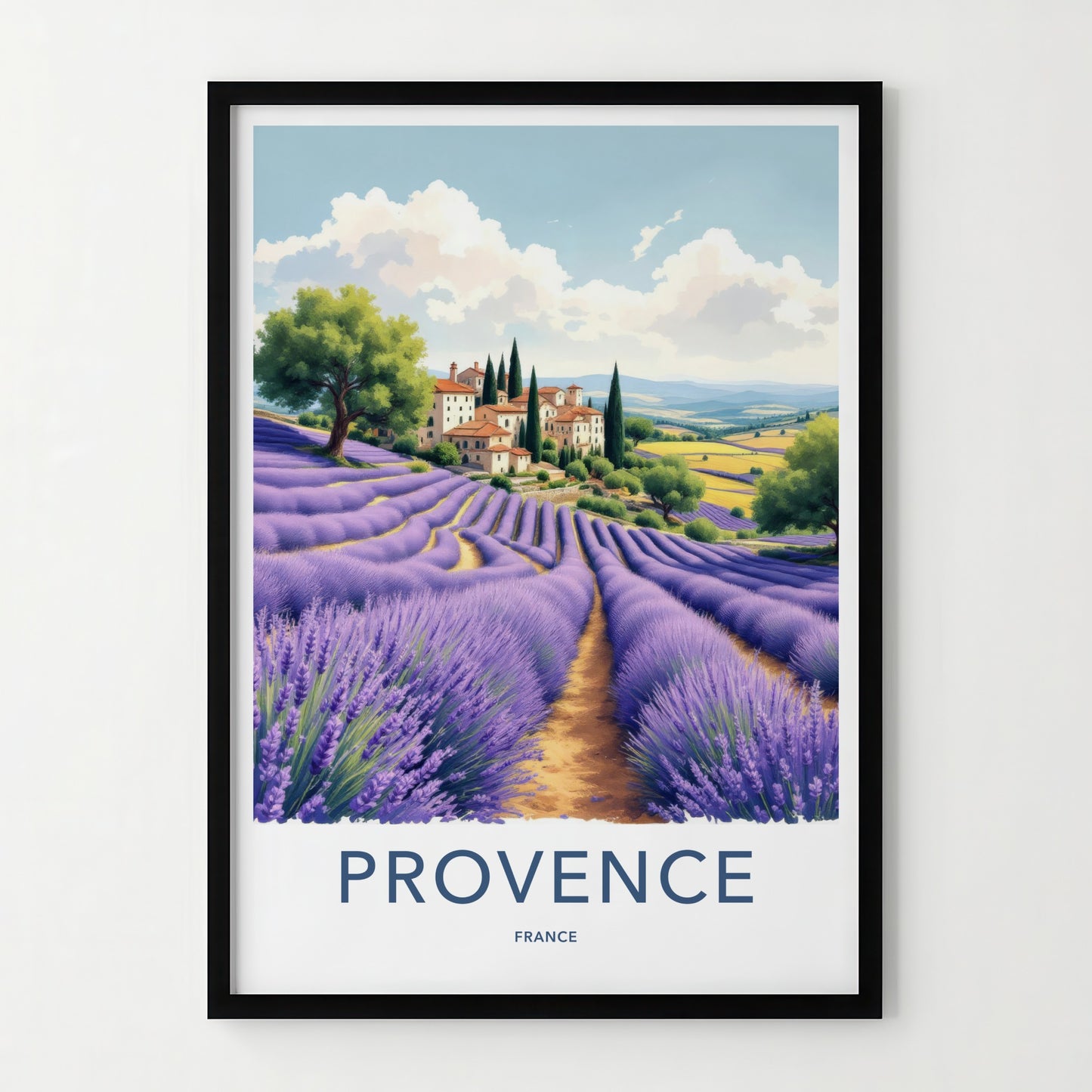 Provence Poster - France Travel Art - Lavender Village Fields Home Decor