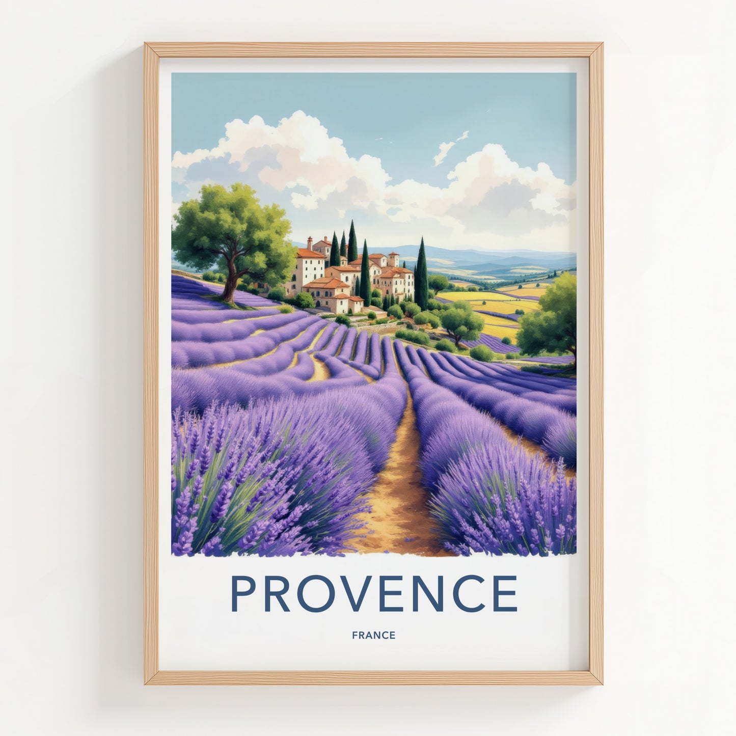 Provence Poster - France Travel Art - Lavender Village Fields Home Decor