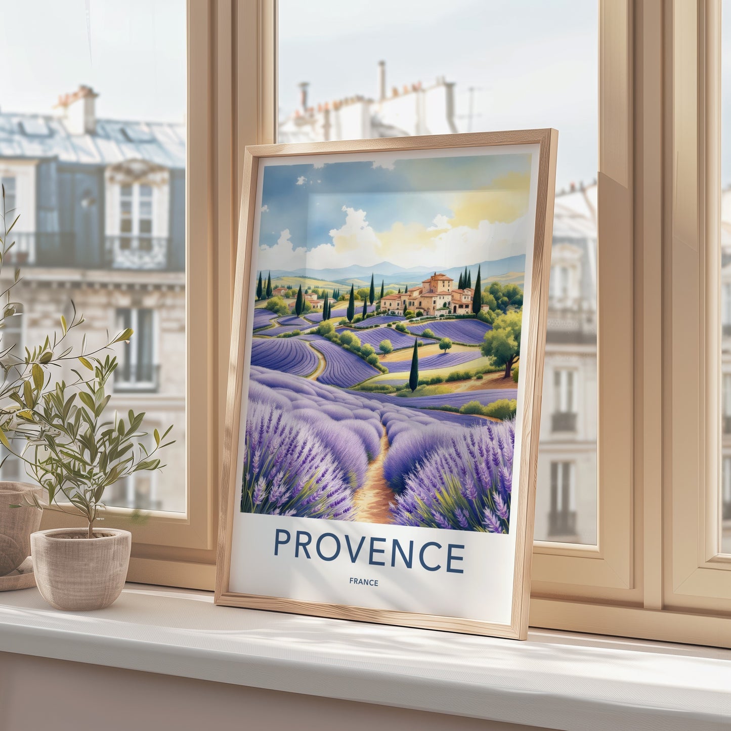 Provence Poster - France Travel Art - Rolling Lavender Fields Home Decor