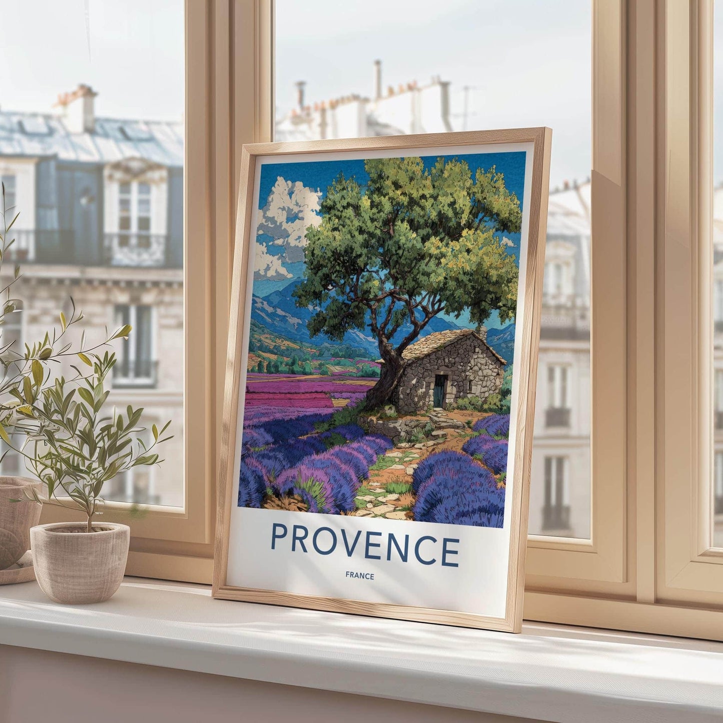 Provence Poster - France Travel Art - Stone House Lavender Home Decor