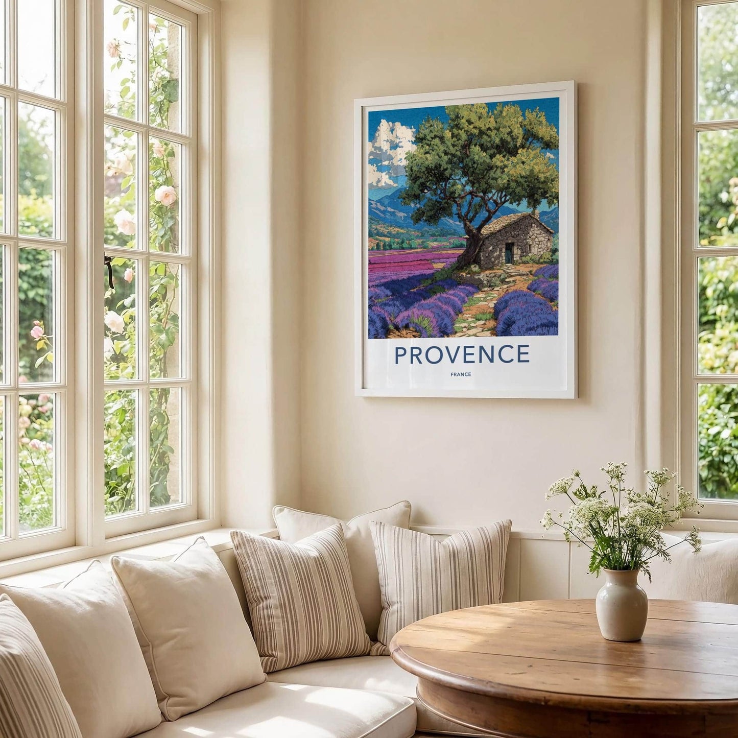 Provence Poster - France Travel Art - Stone House Lavender Home Decor