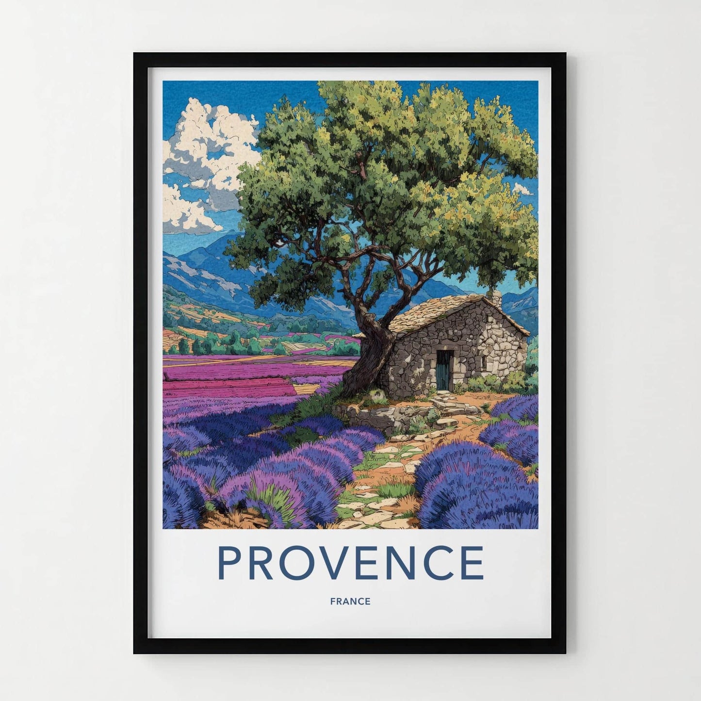Provence Poster - France Travel Art - Stone House Lavender Home Decor