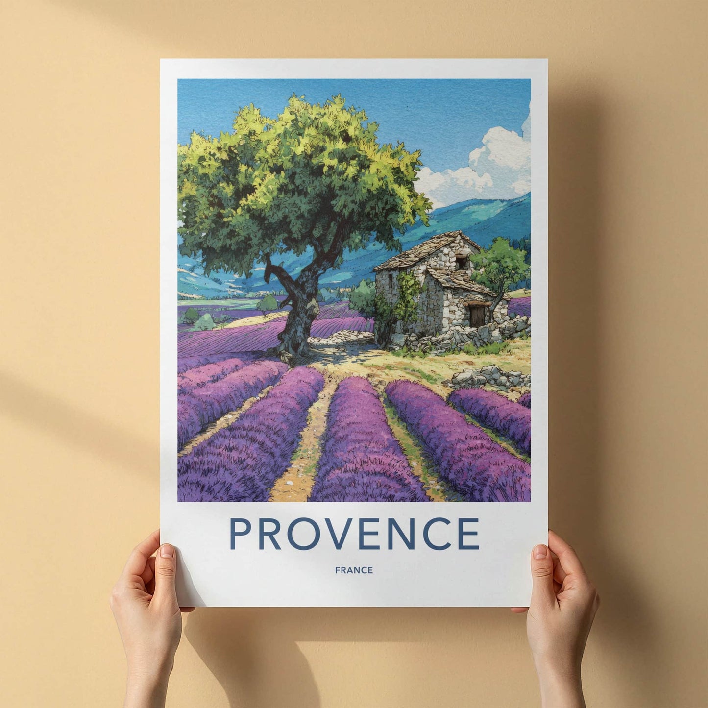 Provence Poster - France Travel Art - Stone House View Home Art