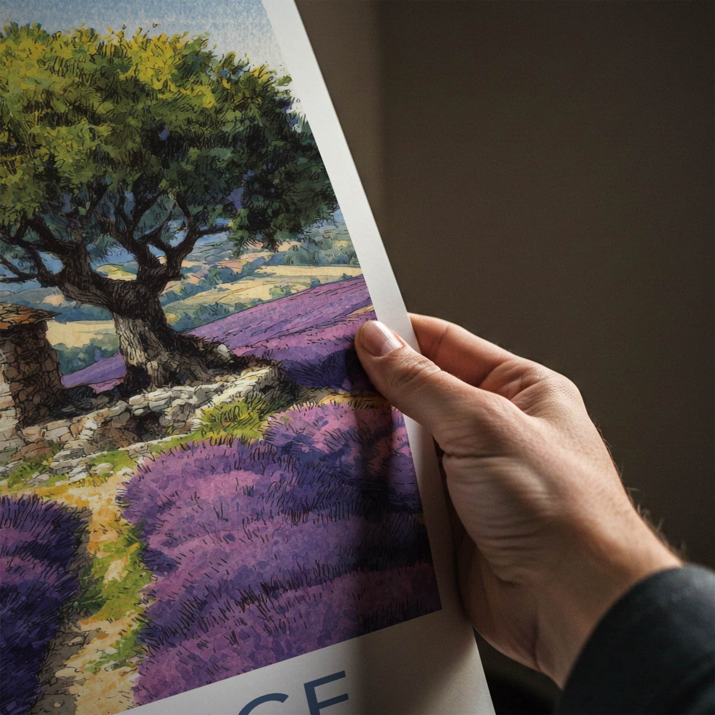 Provence Poster - France Travel Art - Stone Hut Tree Home Decor