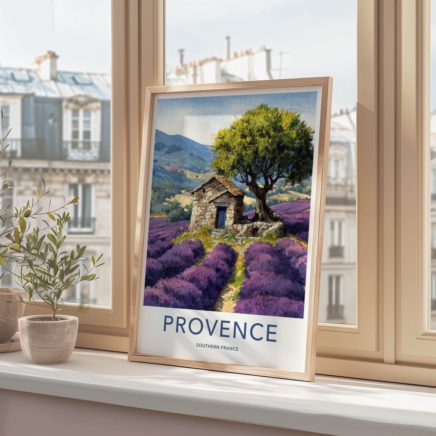 Provence Poster - France Travel Art - Stone Hut Tree Home Decor