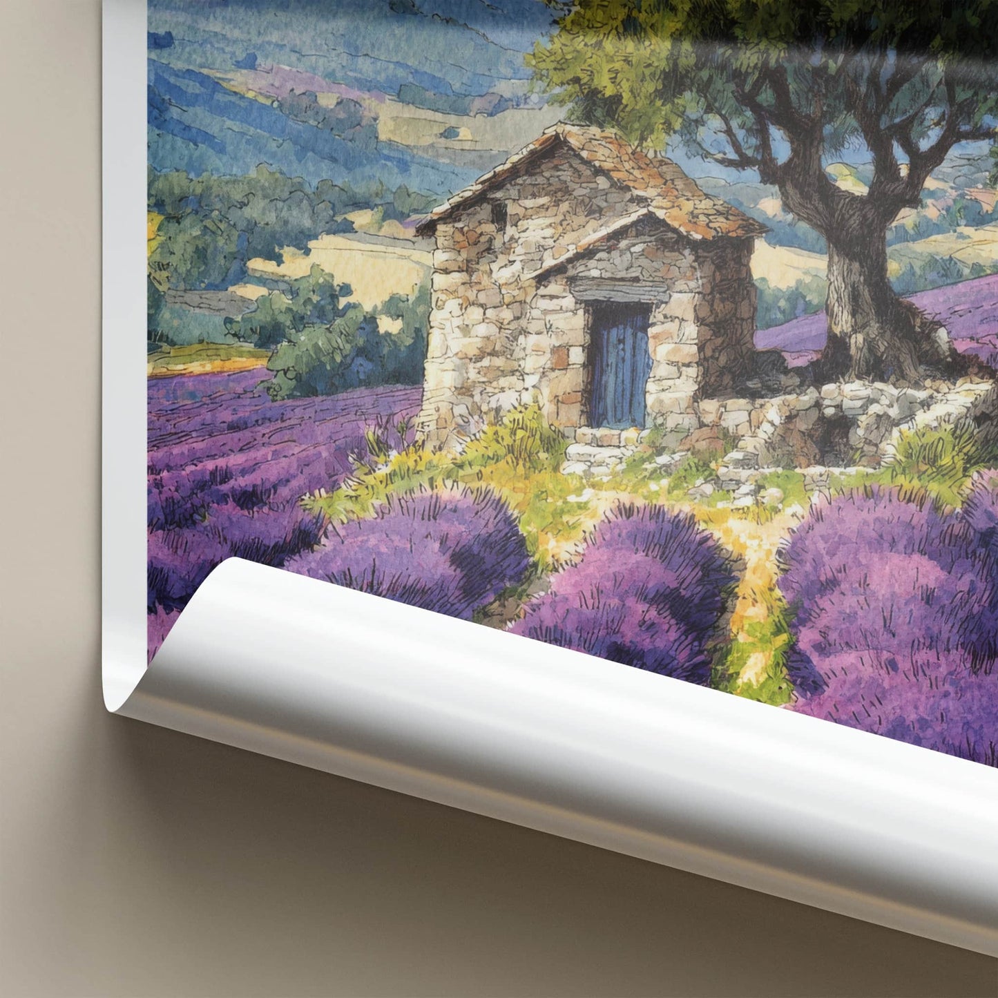 Provence Poster - France Travel Art - Stone Hut Tree Home Decor