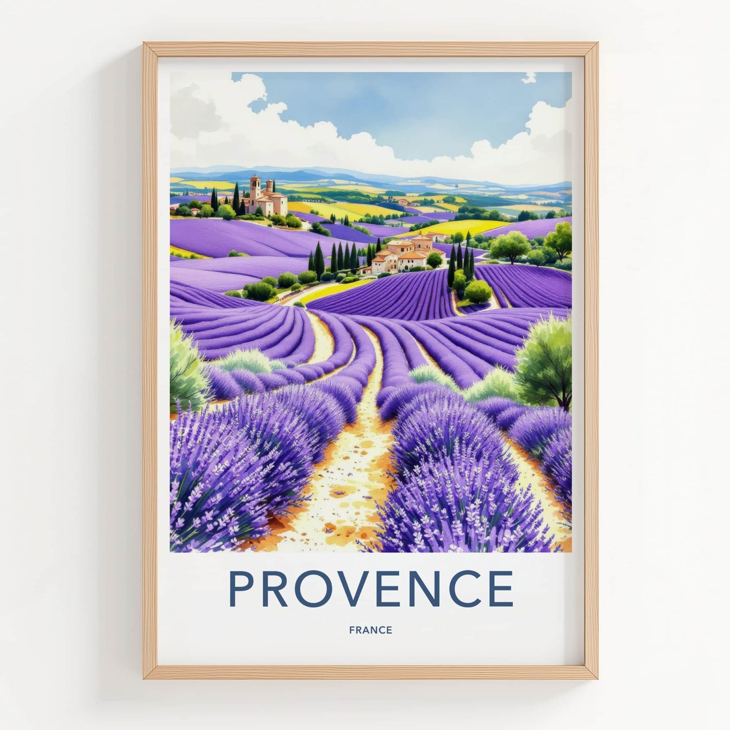 Provence Poster - France Wall Art - Rolling Lavender Fields Home Decor