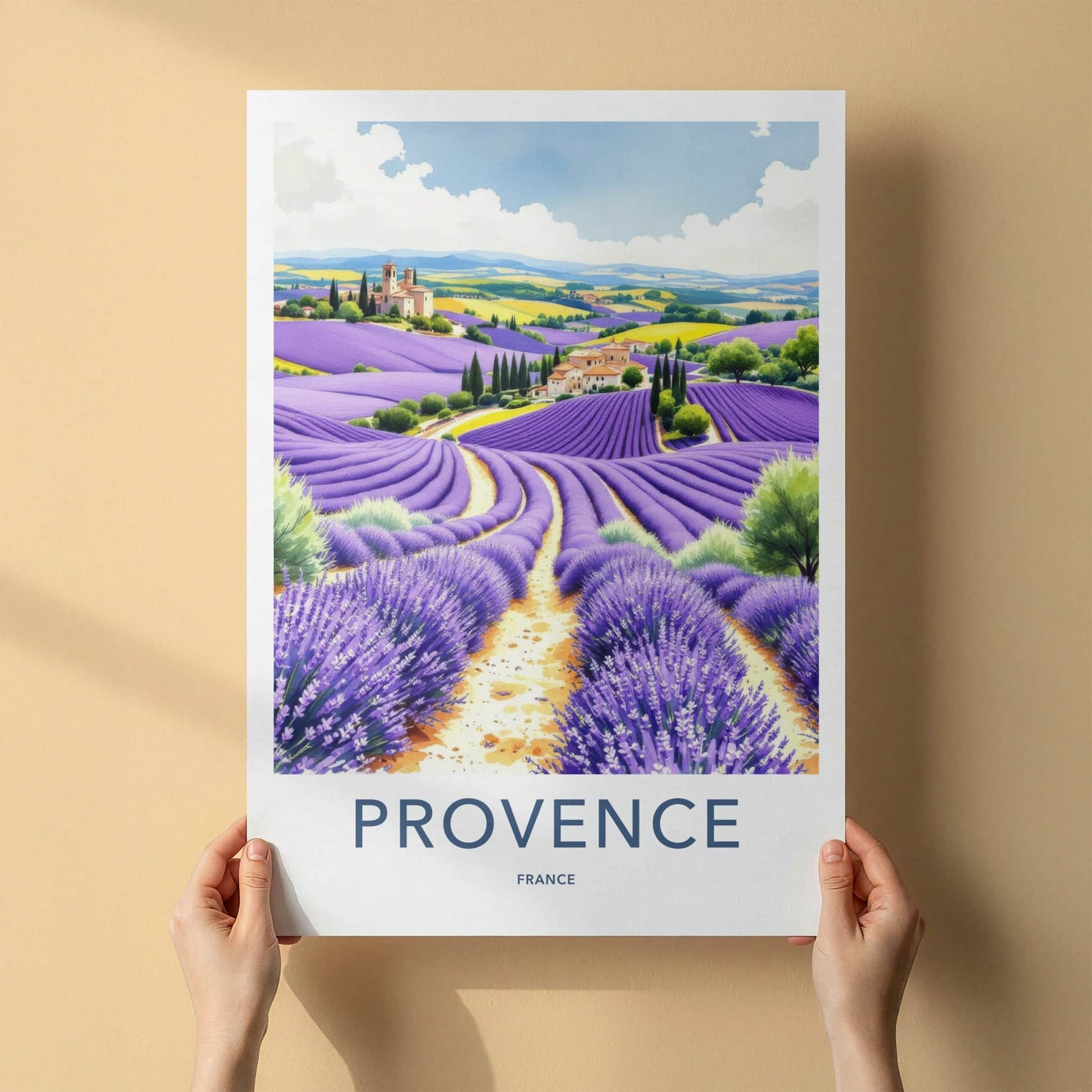 Provence Poster - France Wall Art - Rolling Lavender Fields Home Decor