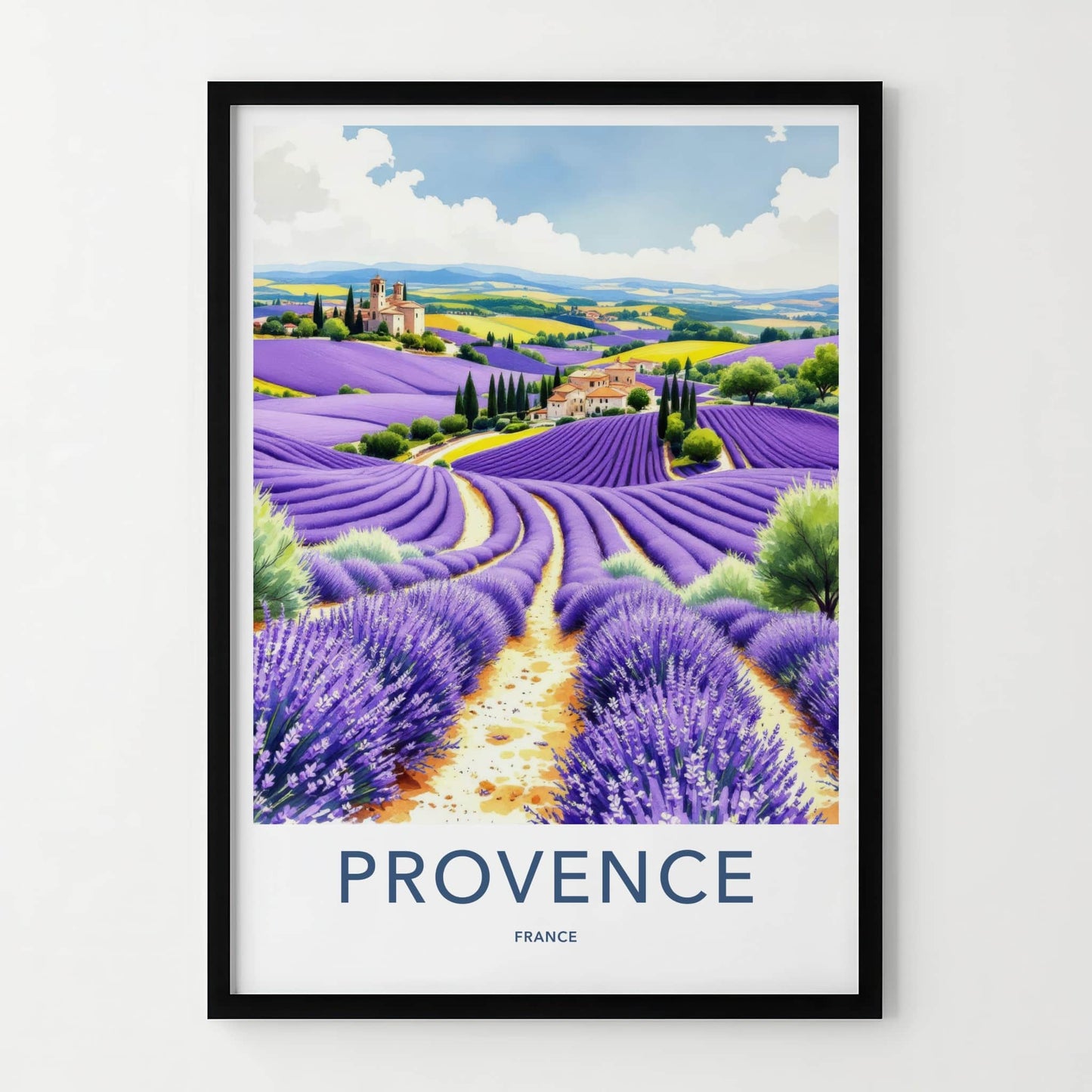 Provence Poster - France Wall Art - Rolling Lavender Fields Home Decor