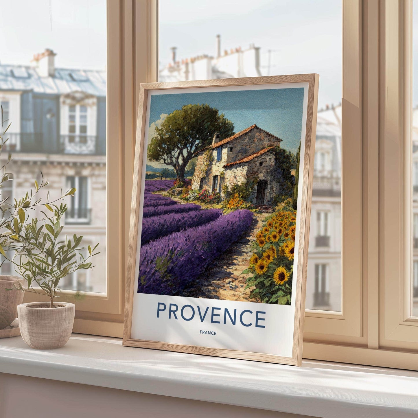 Provence Poster - France Wall Art - Stone Farmhouse Lavender Home Decor