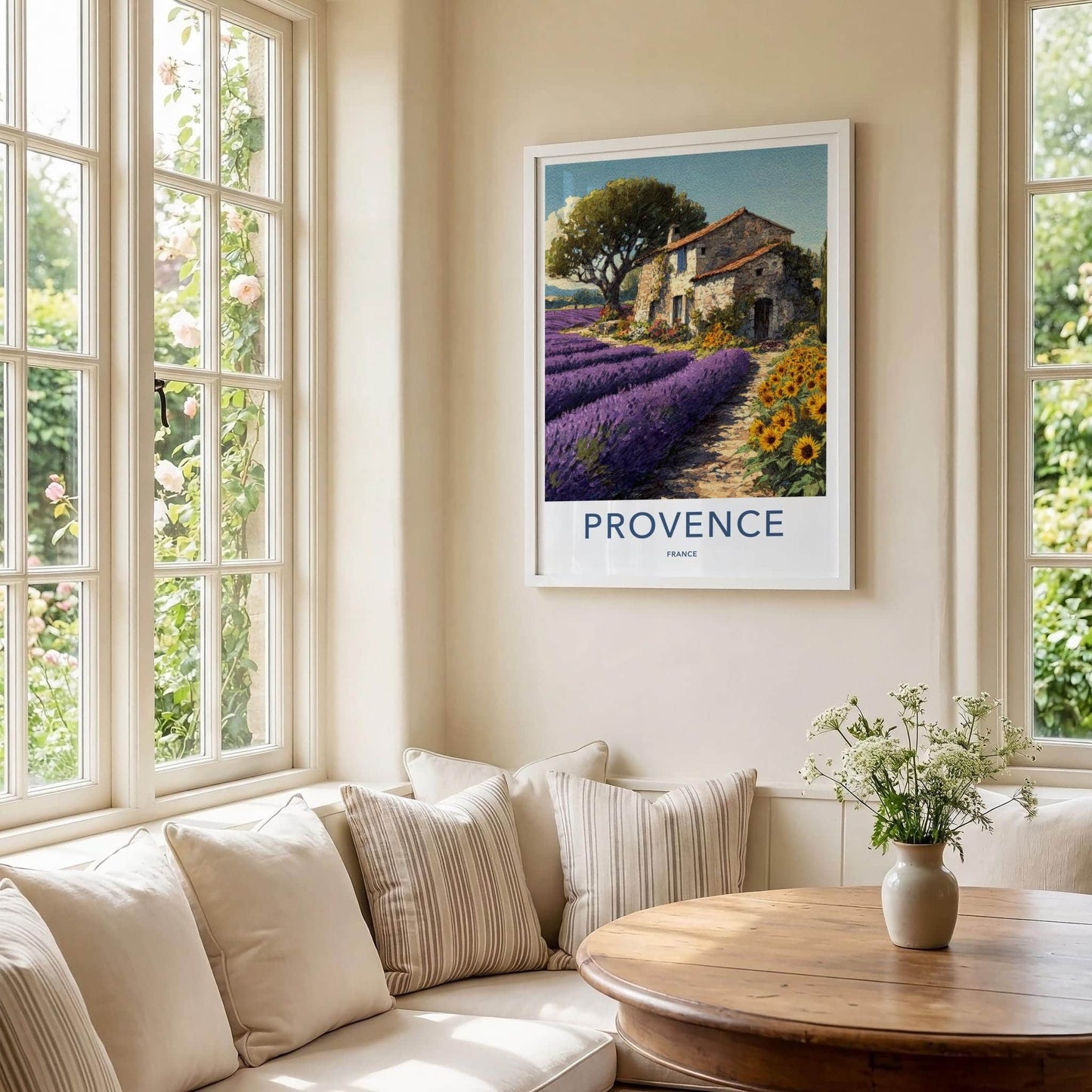 Provence Poster - France Wall Art - Stone Farmhouse Lavender Home Decor
