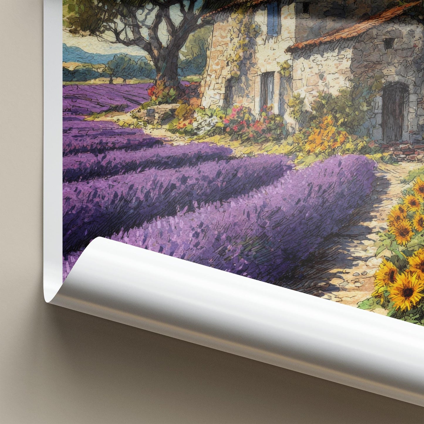 Provence Poster - France Wall Art - Stone Farmhouse Lavender Home Decor
