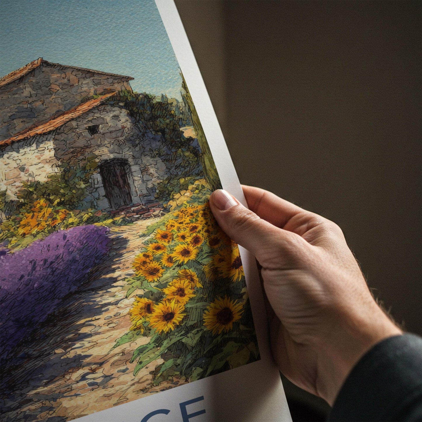 Provence Poster - France Wall Art - Stone Farmhouse Lavender Home Decor