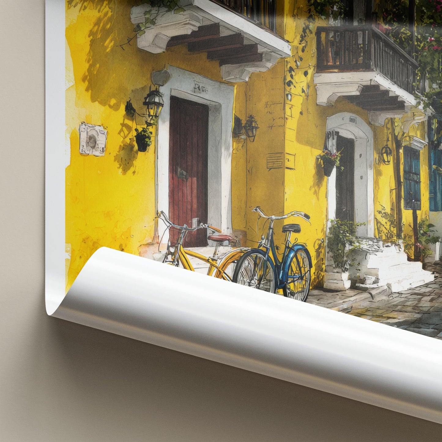 Puducherry Poster - India Wall Art - Puducherry Yellow Bicycles Gift