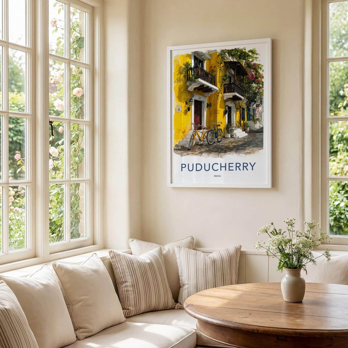 Puducherry Poster - India Wall Art - Puducherry Yellow Bicycles Gift