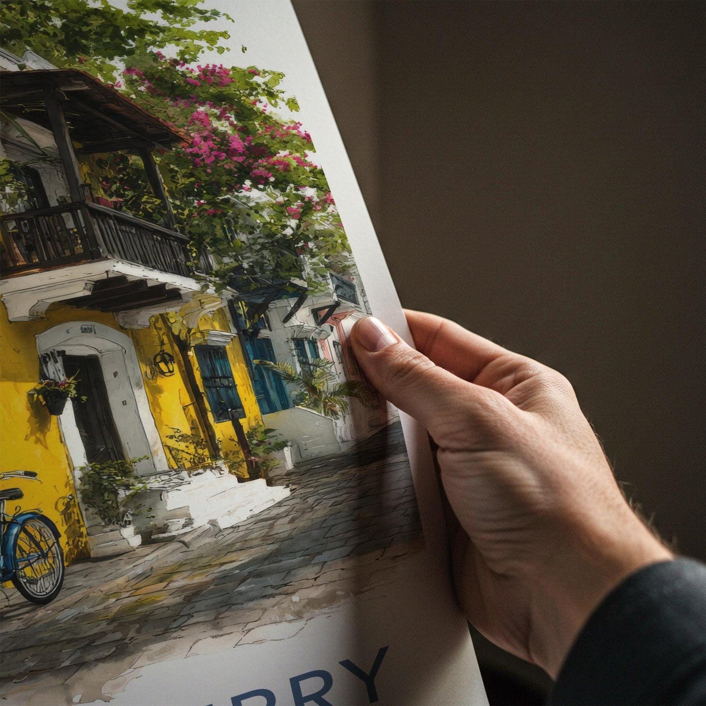 Puducherry Poster - India Wall Art - Puducherry Yellow Bicycles Gift