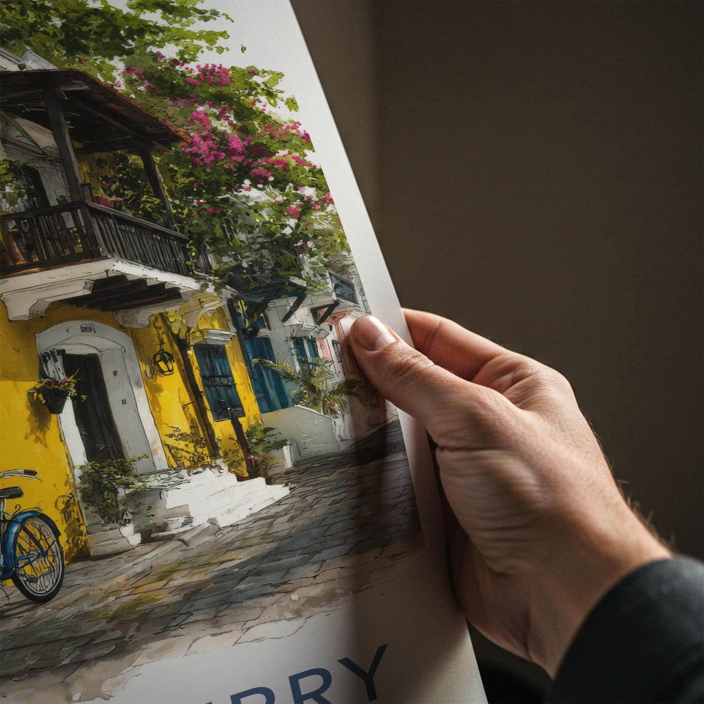 Puducherry Poster - India Wall Art - Puducherry Yellow Bicycles Gift
