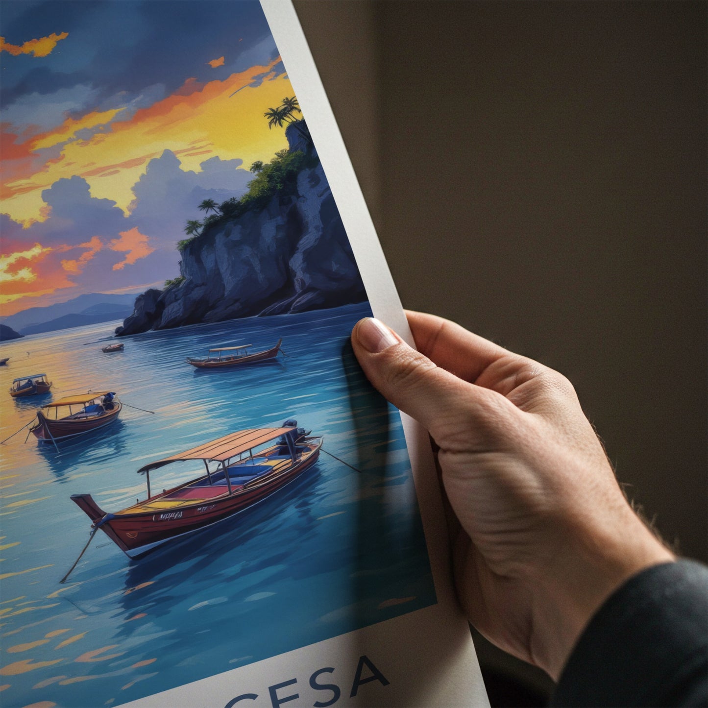 Puerto Princesa Poster - Philippines Travel Art - Tropical Bay Sunset Home Decor