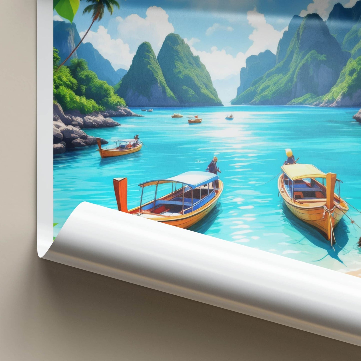 Puerto Princesa Poster - Philippines Travel Art - Tropical Beach Boats Home Decor