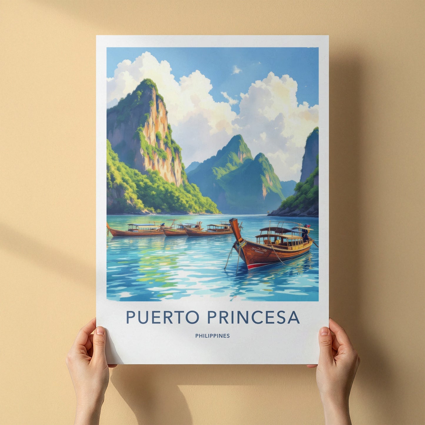 Puerto Princesa Poster - Philippines Travel Art - Tropical Island Home Decor