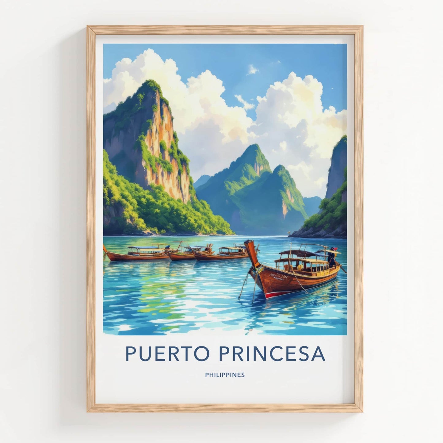 Puerto Princesa Poster - Philippines Travel Art - Tropical Island Home Decor