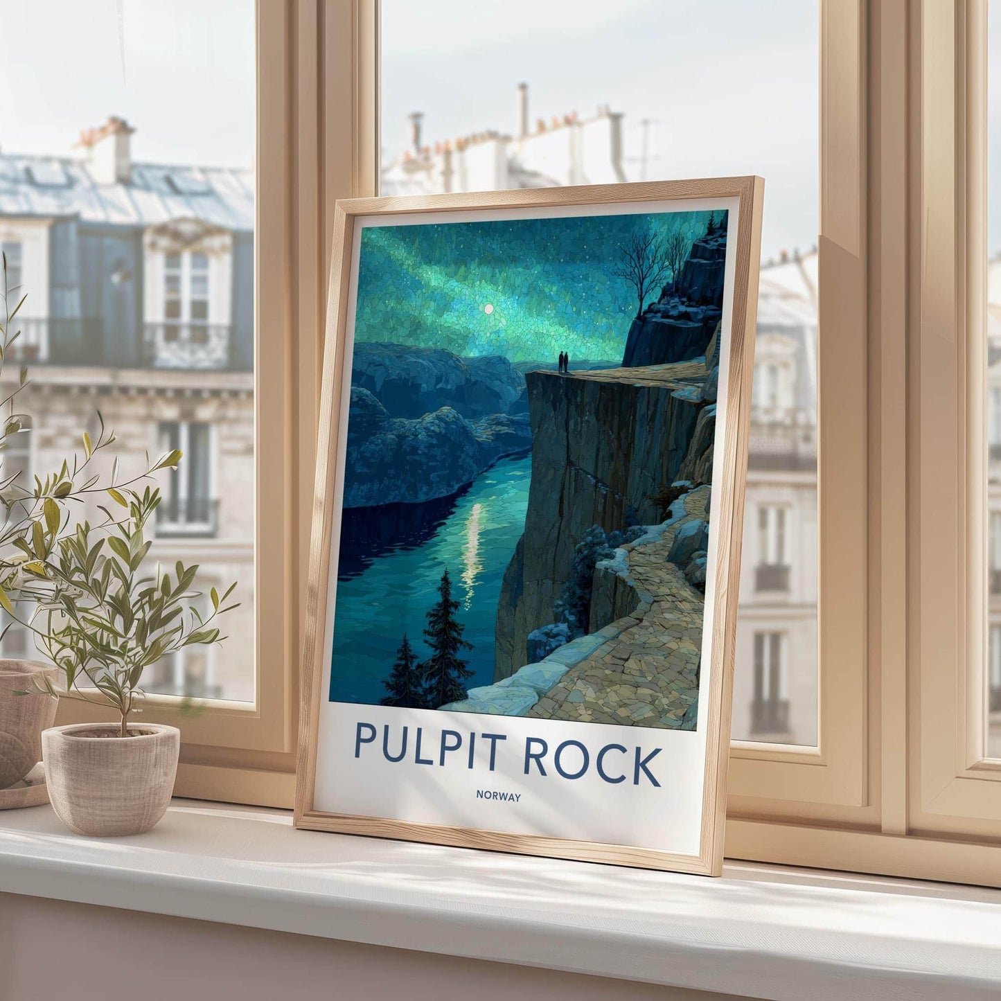 Pulpit Rock Poster - Norway Travel Art - Moonlit Fjord View Home Decor