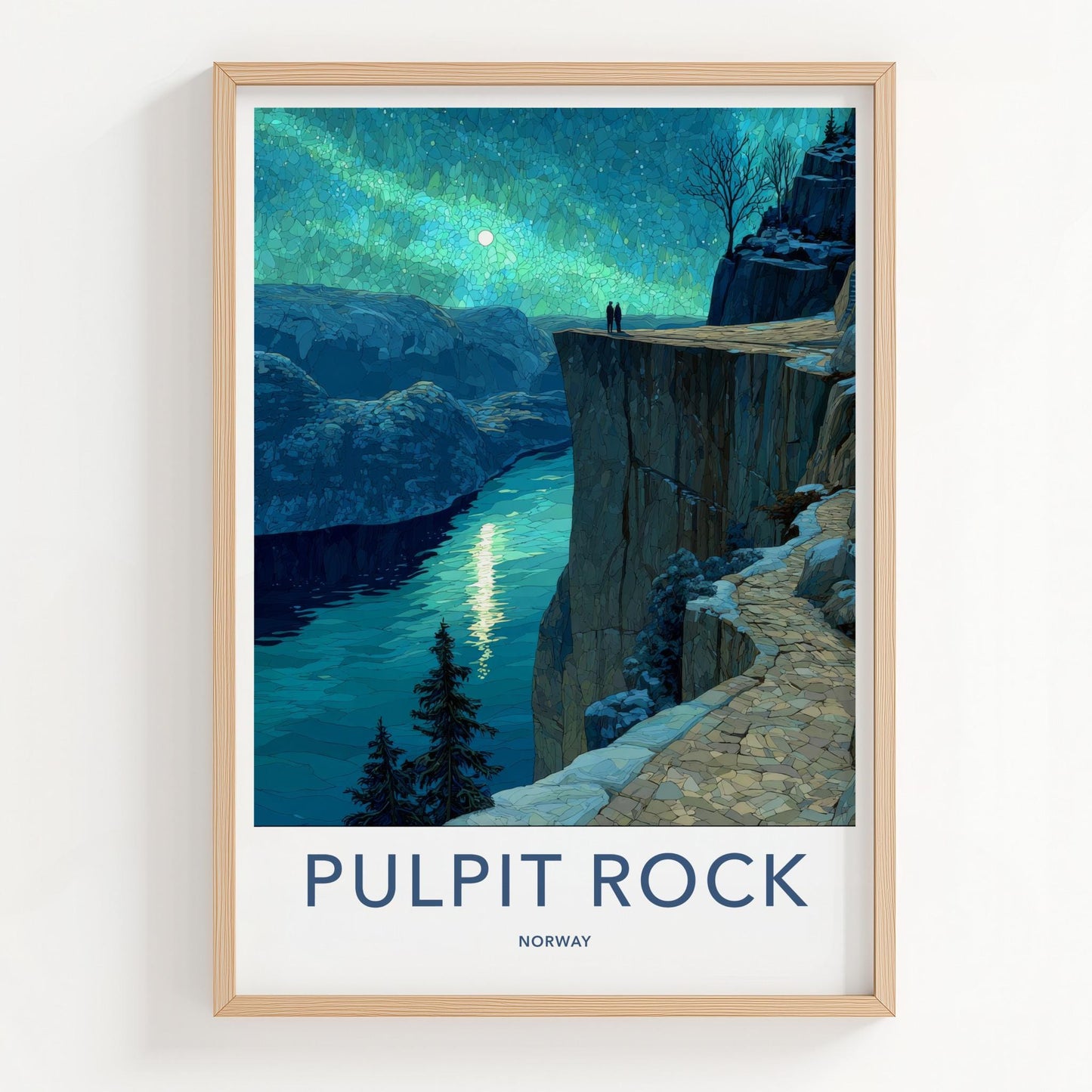 Pulpit Rock Poster - Norway Travel Art - Moonlit Fjord View Home Decor