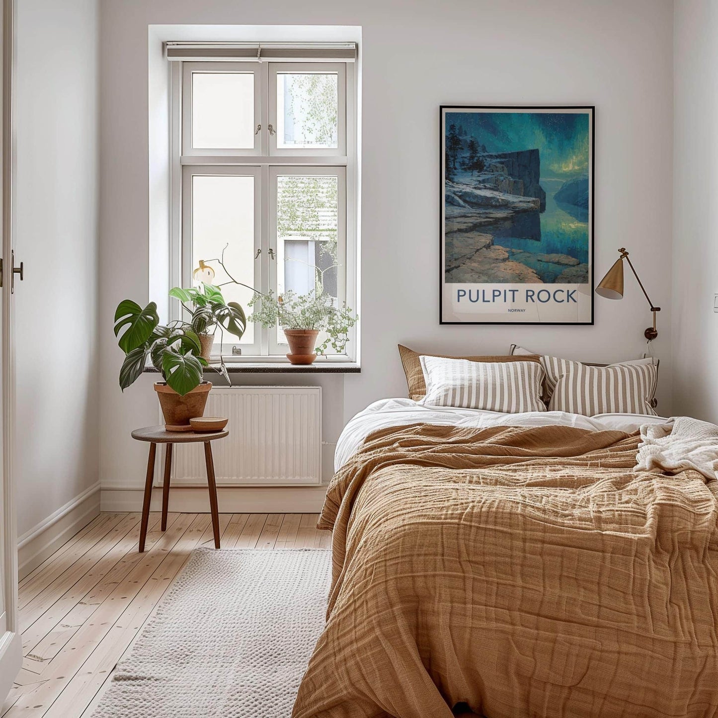 Pulpit Rock Poster - Norway Travel Art - Snowy Cliffs Aurora Home Decor