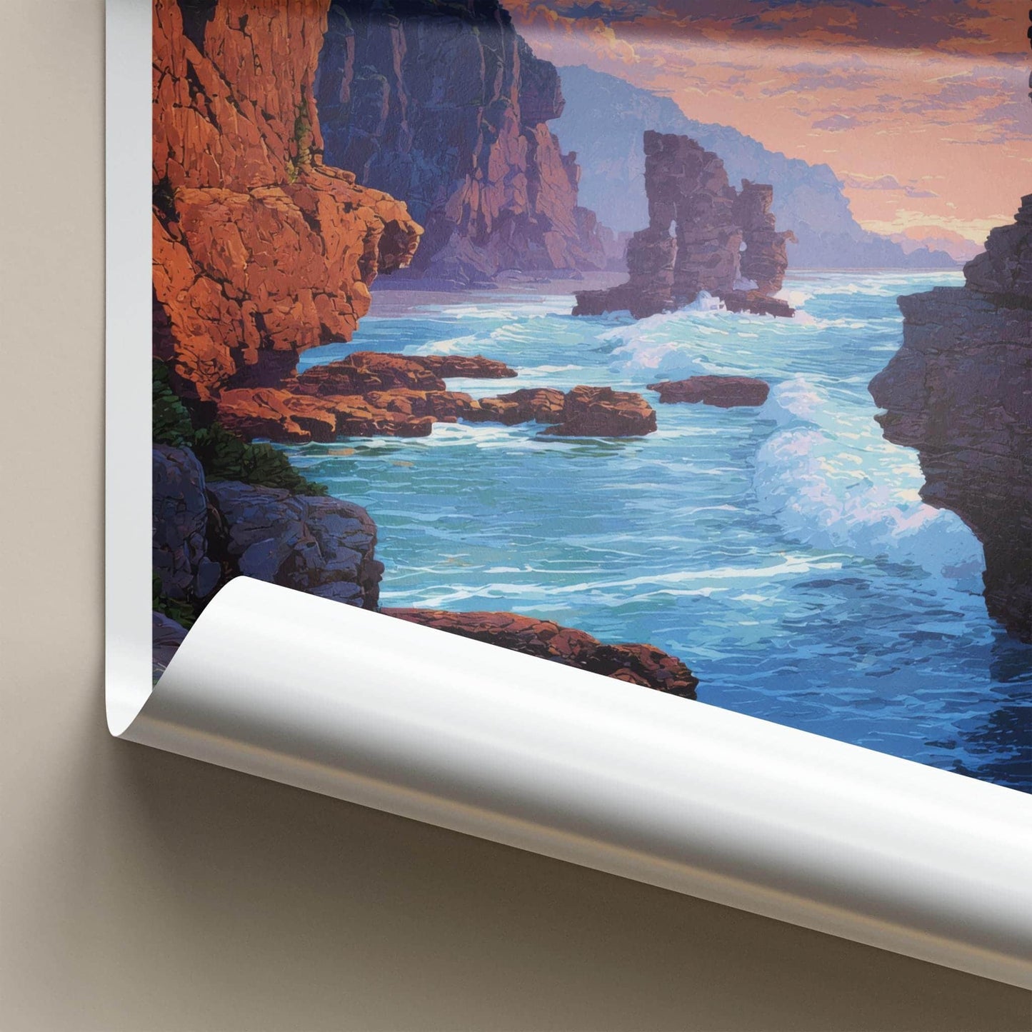 Punaikaiki Poster - New Zealand Travel Art - Rugged Coastal Rocks Home Decor