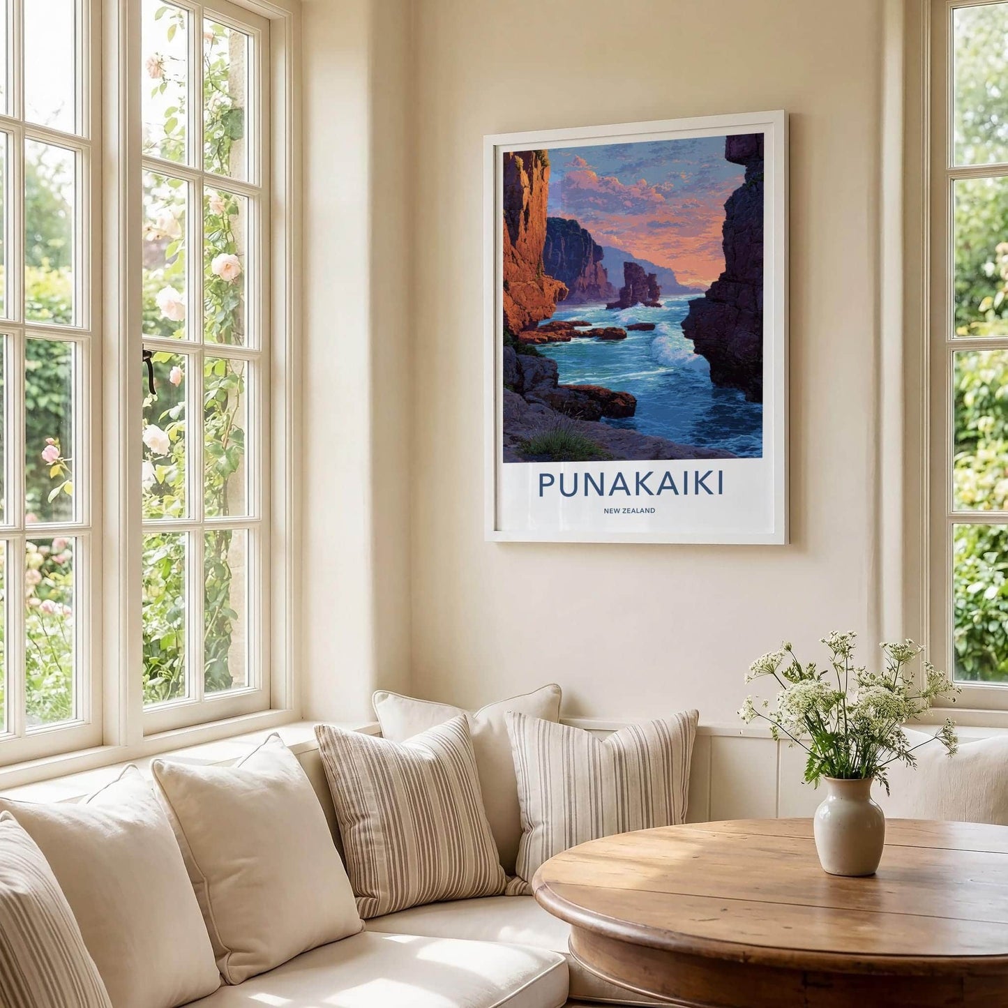 Punaikaiki Poster - New Zealand Travel Art - Rugged Coastal Rocks Home Decor