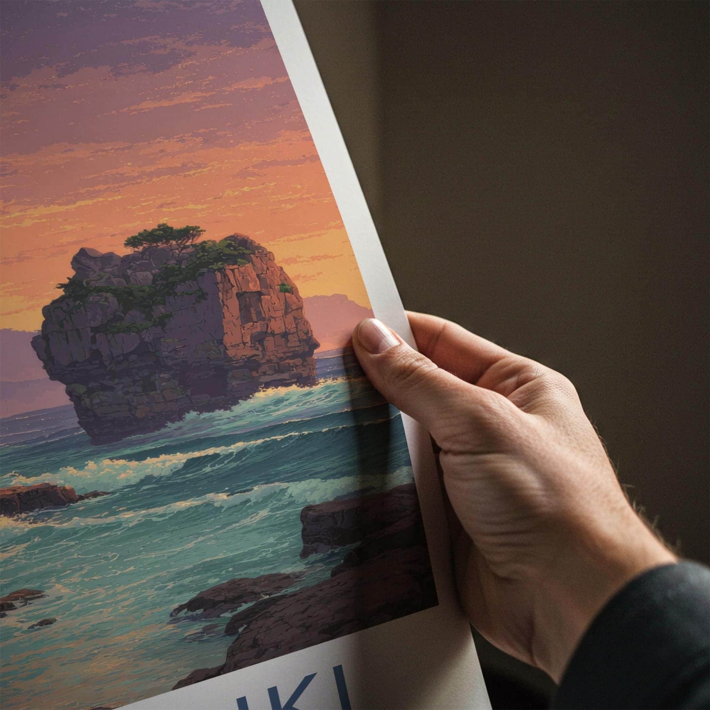Punakaiki Poster - New Zealand Travel Art - Coastal Cliffs Sunset Home Decor