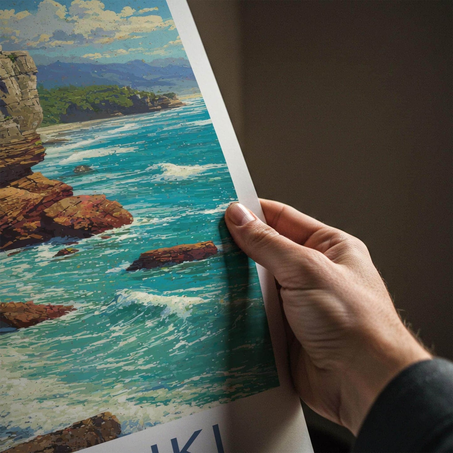 Punakaiki Poster - New Zealand Travel Art - Rugged Coastal Rocks Home Decor
