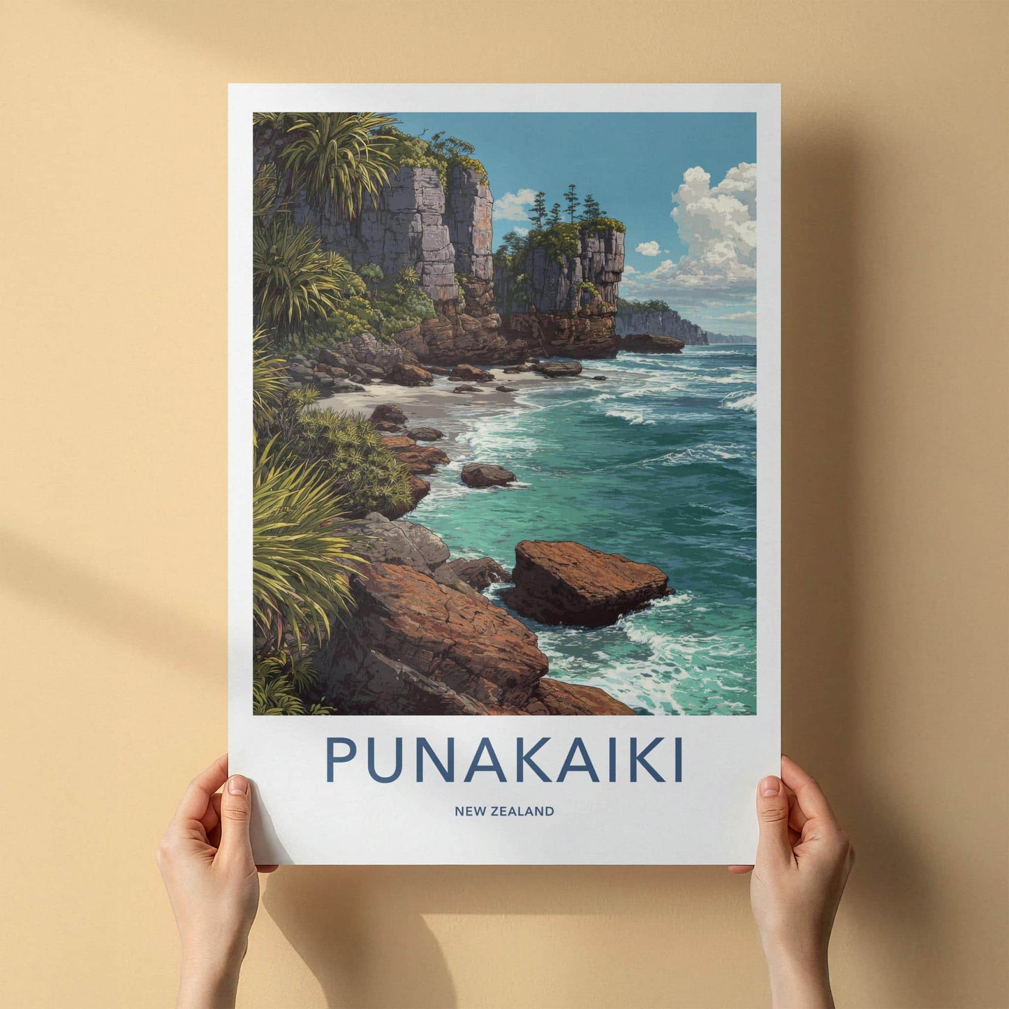 Punakaiki Poster - New Zealand Wall Art - Coastal Cliffs Beach Home Decor