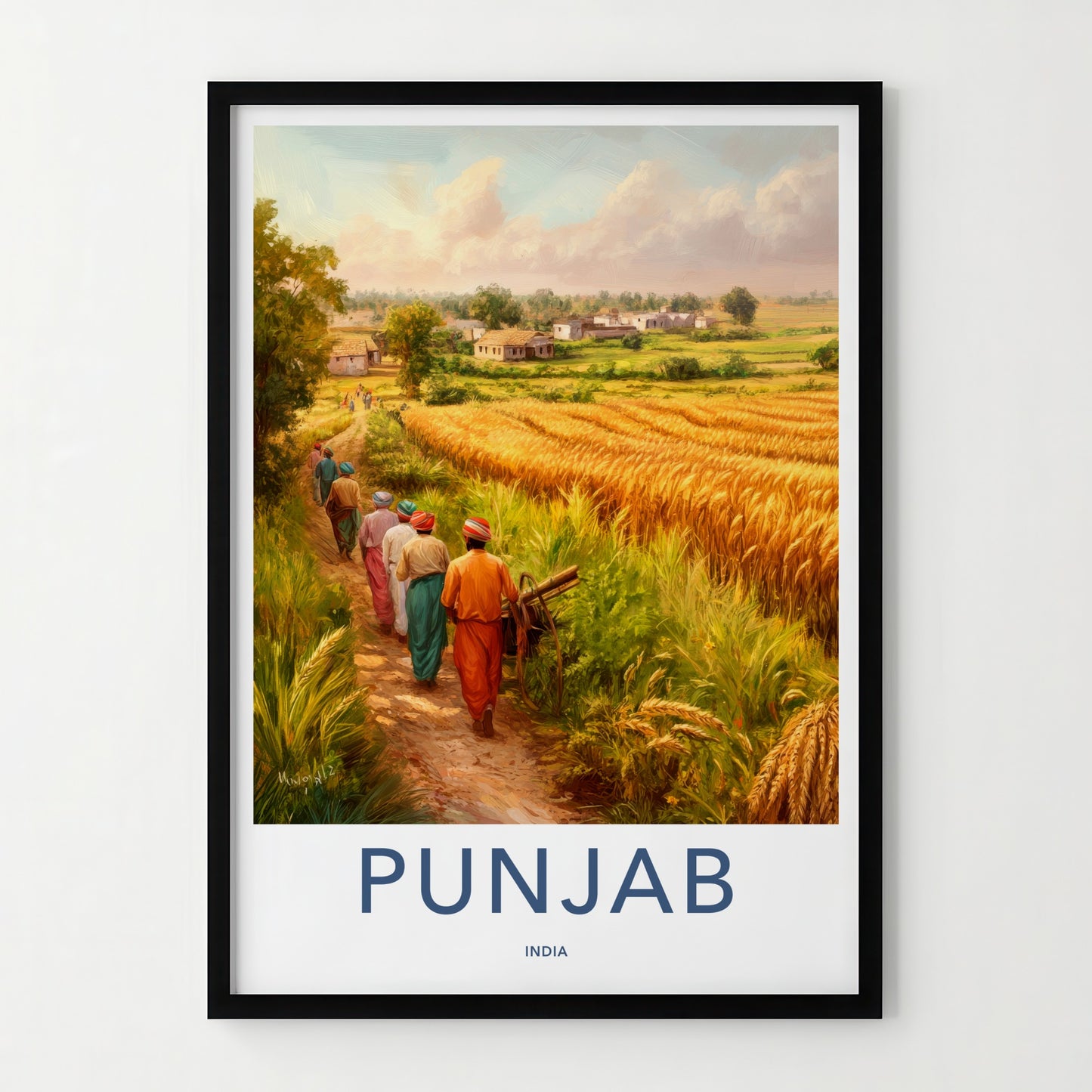 Punjab Poster - India Art Print - Punjab Village Harvest Path Home Decor