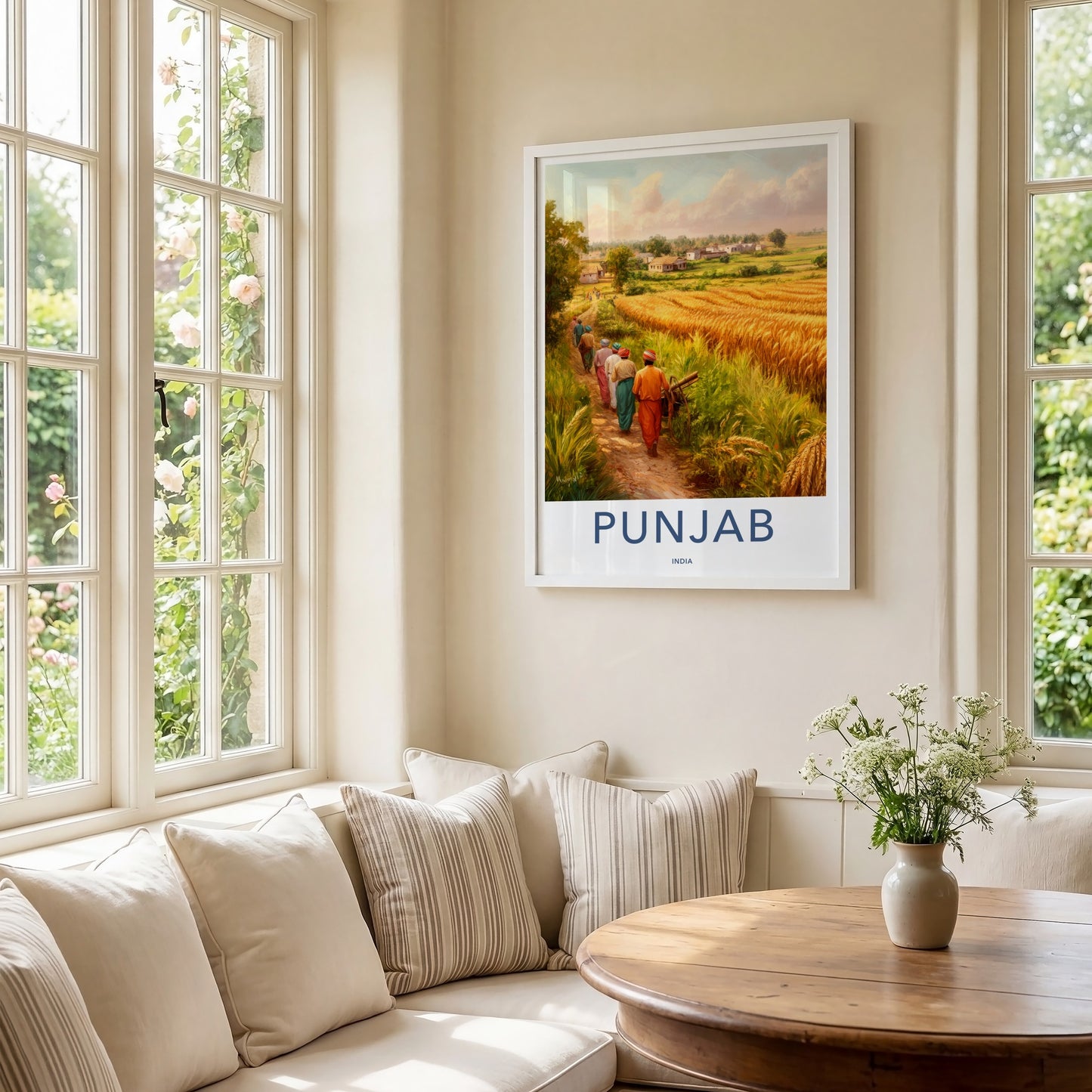 Punjab Poster - India Art Print - Punjab Village Harvest Path Home Decor