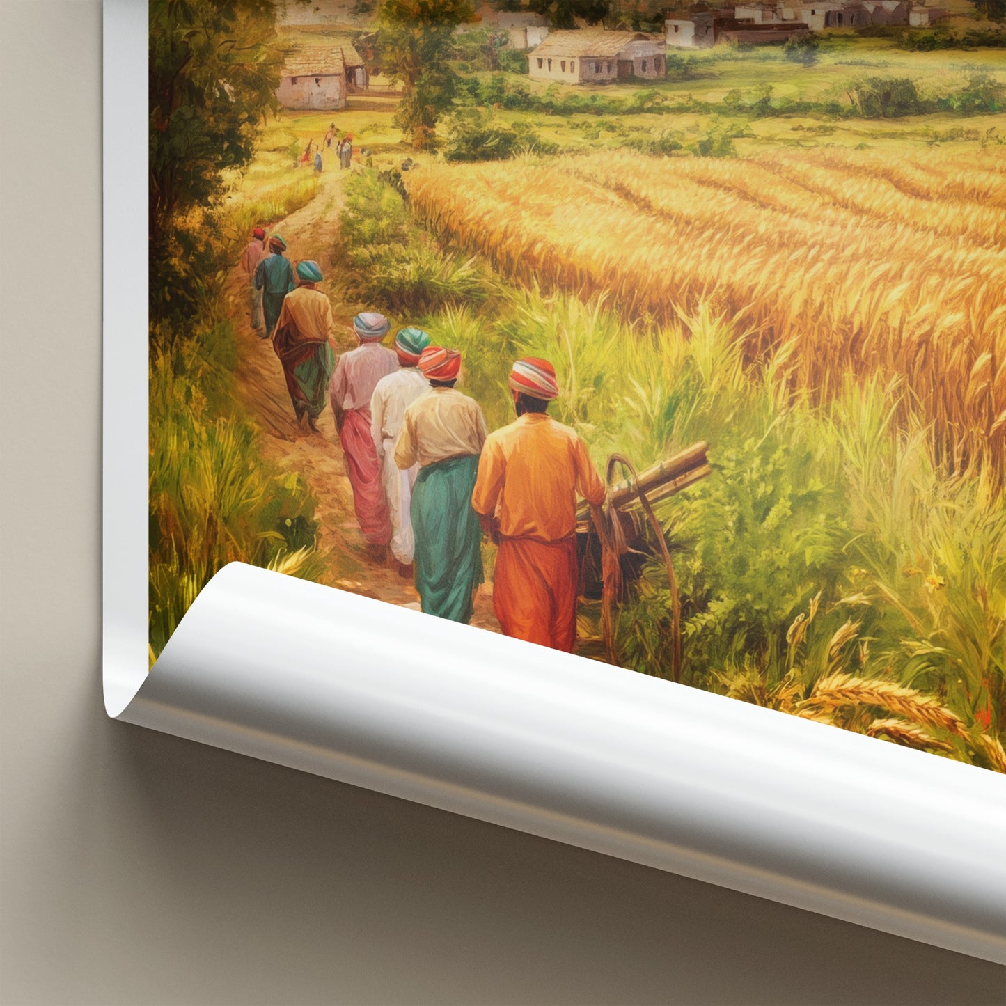 Punjab Poster - India Art Print - Punjab Village Harvest Path Home Decor