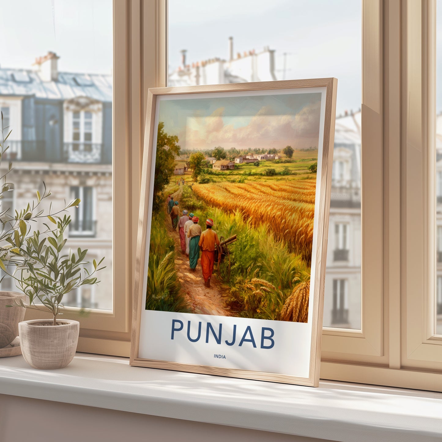 Punjab Poster - India Art Print - Punjab Village Harvest Path Home Decor