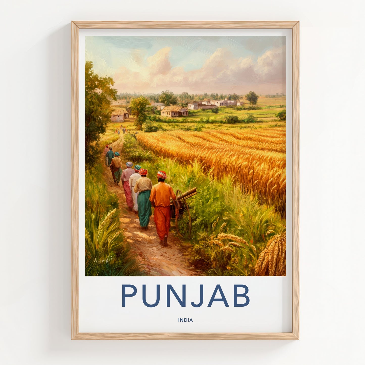 Punjab Poster - India Art Print - Punjab Village Harvest Path Home Decor