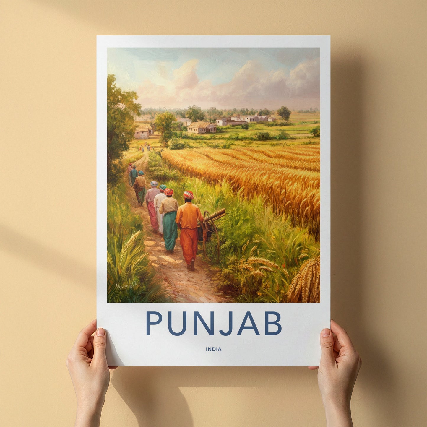Punjab Poster - India Art Print - Punjab Village Harvest Path Home Decor