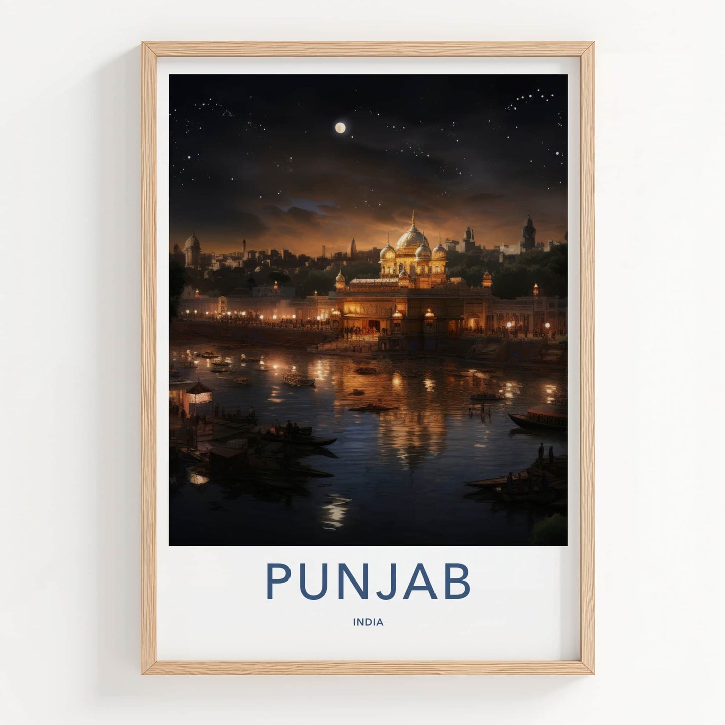 Punjab Poster - India Framed Print - Punjab Temple Night Framed Decor