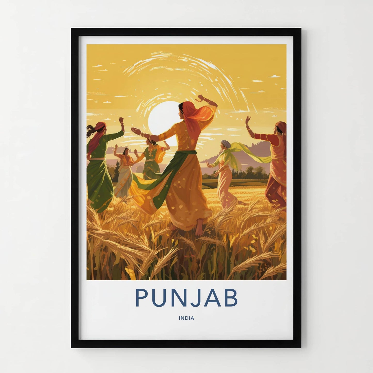 Punjab Poster - India Travel Art - Punjab Dancing Women Home Decor